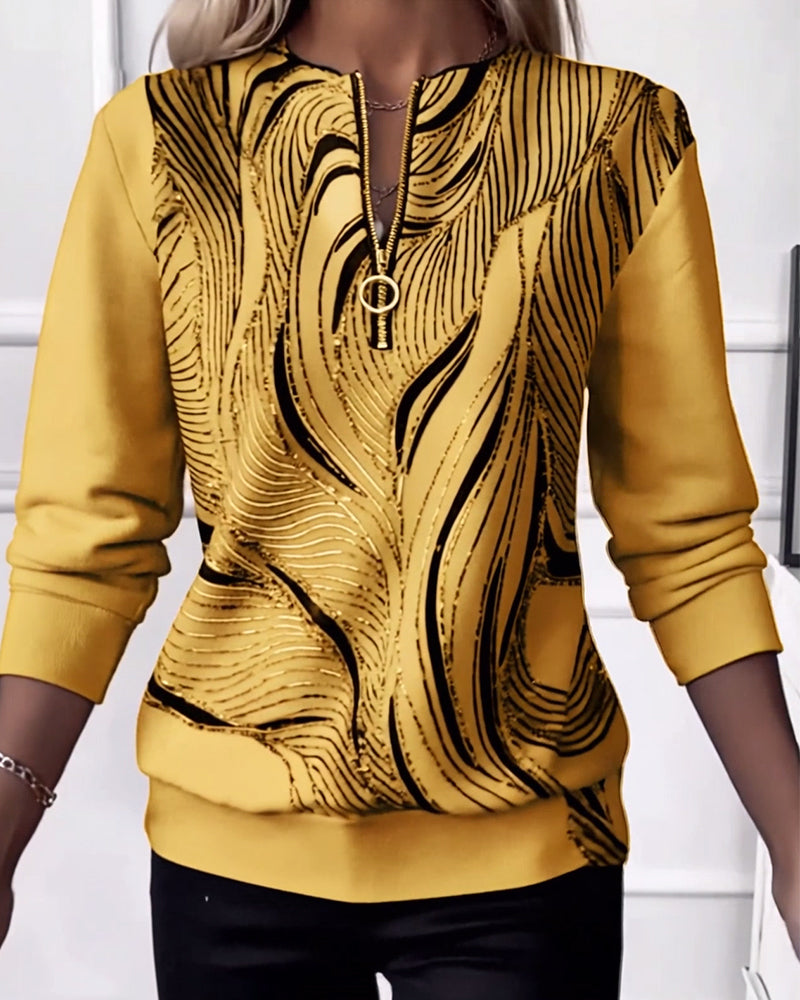Ravon™ | Zip-Up Printed Casual Sweatshirt