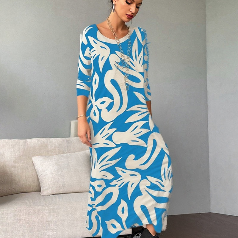 Nelia – Printed Round-Neck Dress