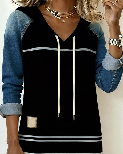 Rivana™ | Striped Hooded Dress with Color Mixing