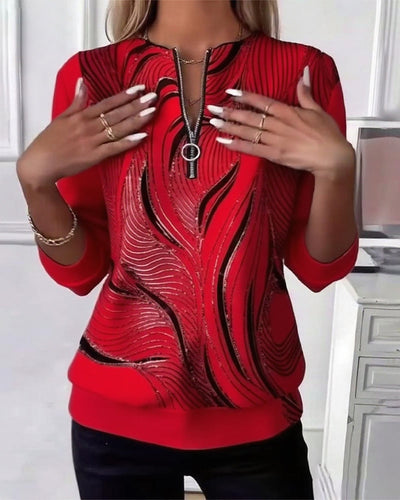 Ravon™ | Zip-Up Printed Casual Sweatshirt