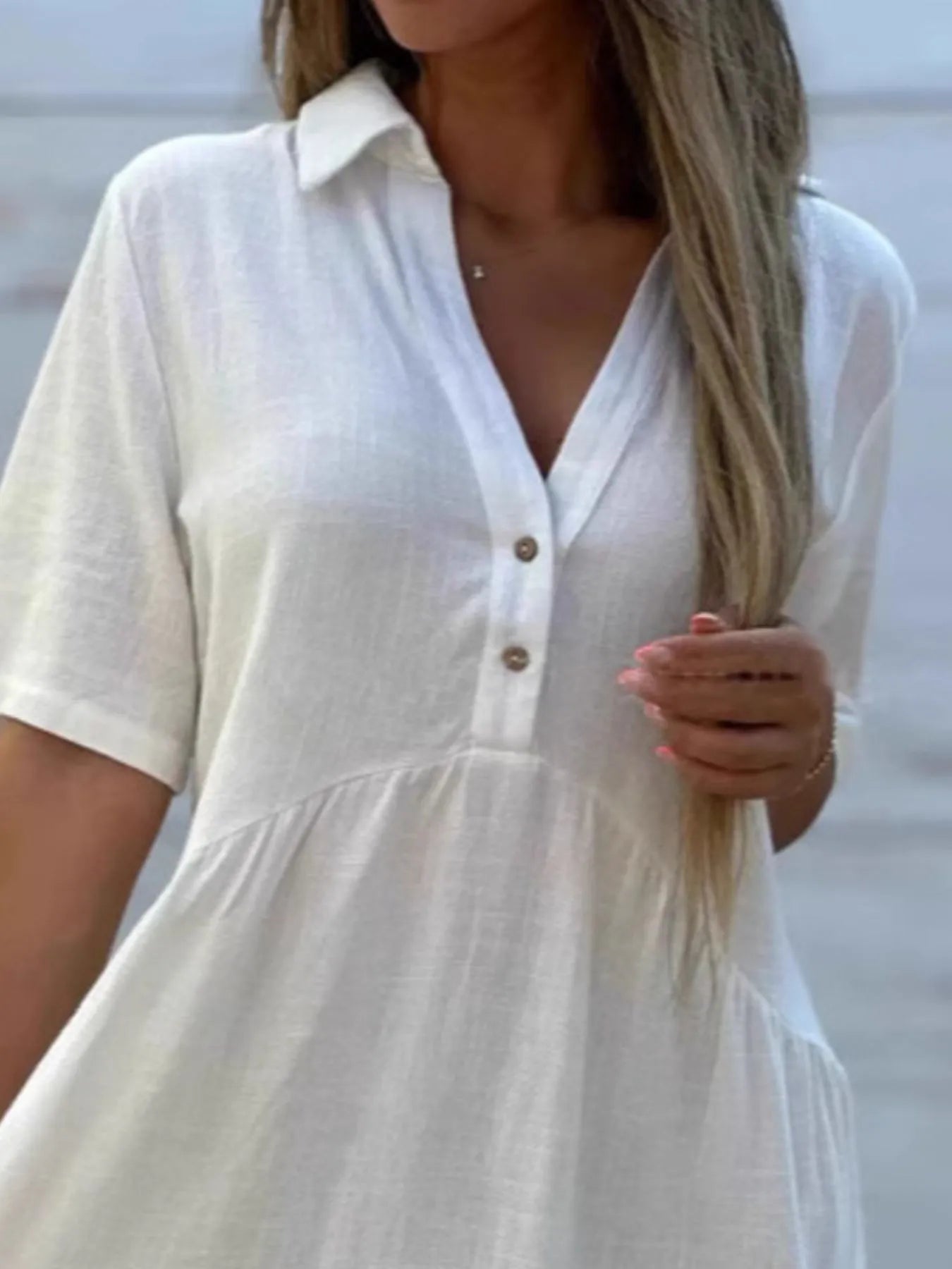 TierEase™ Button-Front Tiered Midi Dress