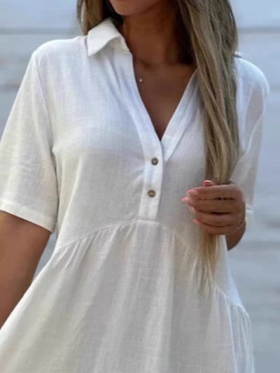 TierEase™ Button-Front Tiered Midi Dress