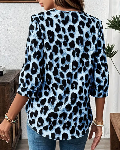 Savelle™ | Wide Fit Half-Sleeve Leopard Blouse