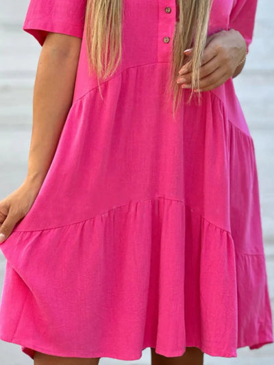 TierEase™ Button-Front Tiered Midi Dress