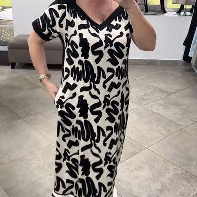 Zebraluxe™ V-Neck Shift Dress