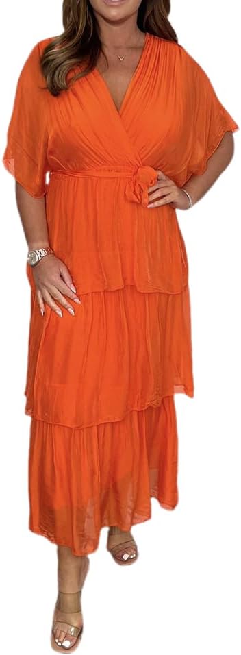 Elyndra™ | Elegant Tiered Chiffon Maxi Dress