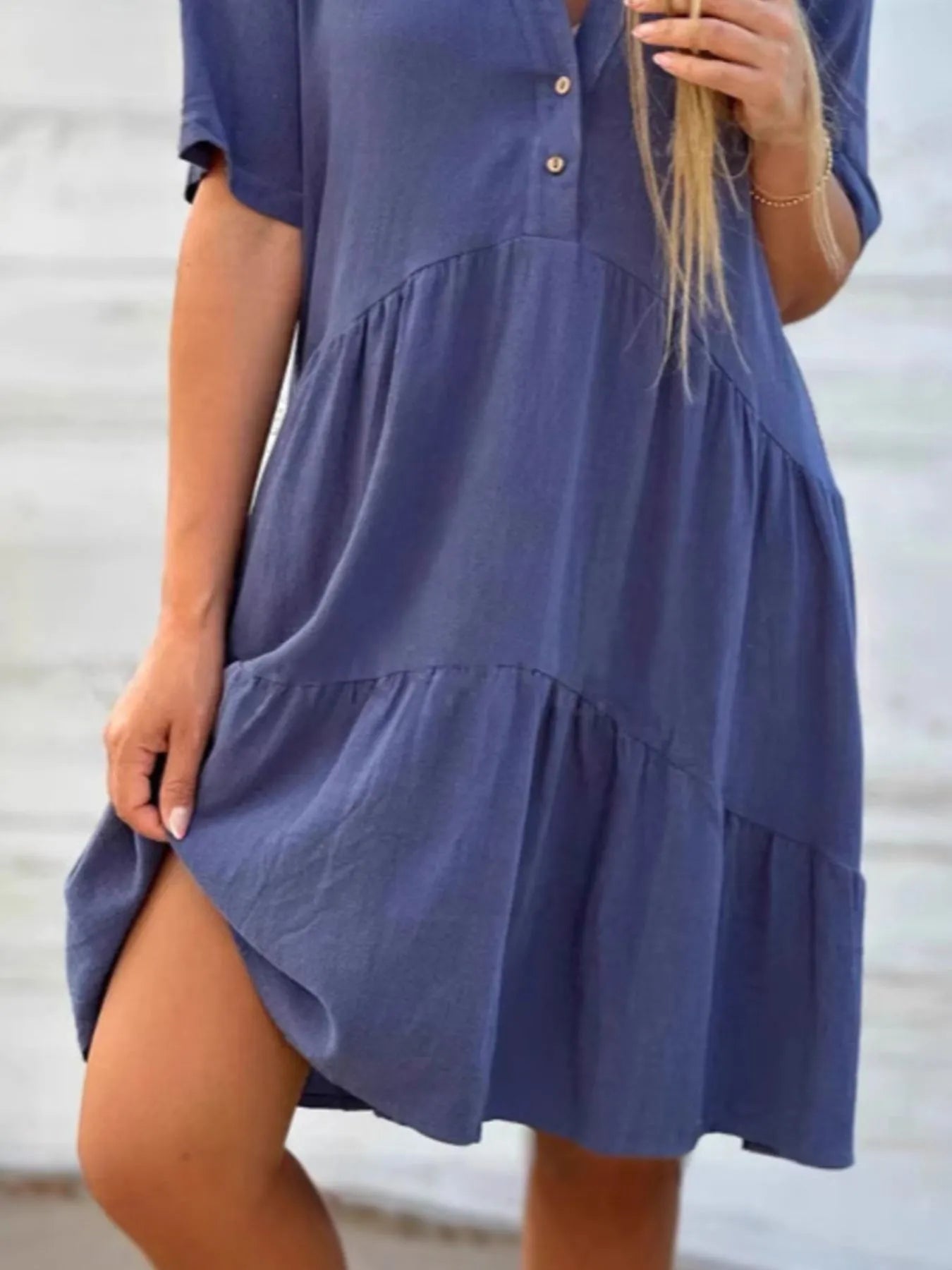 TierEase™ Button-Front Tiered Midi Dress