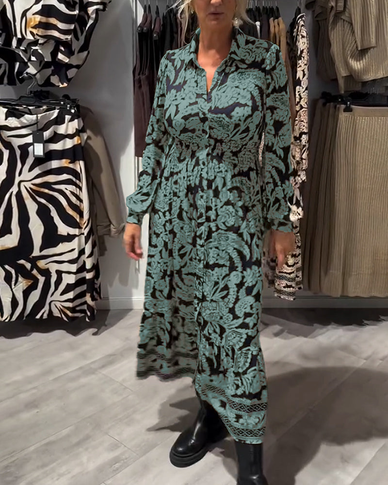 Elanora™ | Printed Collared Midi Dress