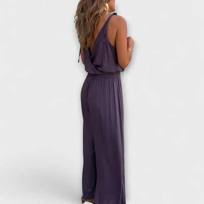 Mediterranean-Chic V‑Neck Jumpsuit
