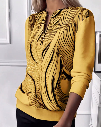 Ravon™ | Zip-Up Printed Casual Sweatshirt