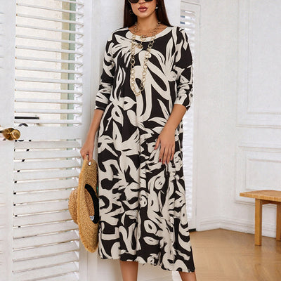 Nelia – Printed Round-Neck Dress