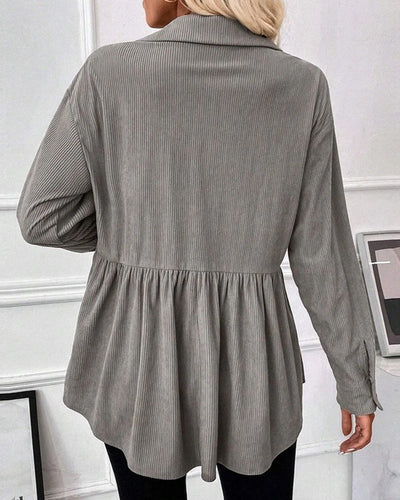 Cordelle™ | Corduroy Button Top with Pocket Detail