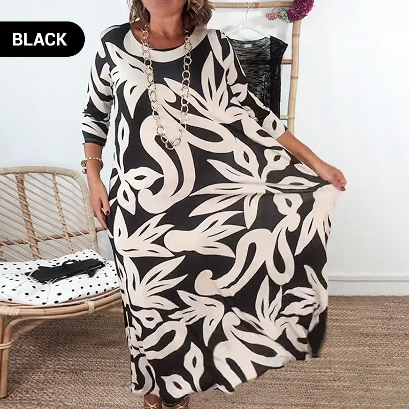 Nelia – Printed Round-Neck Dress