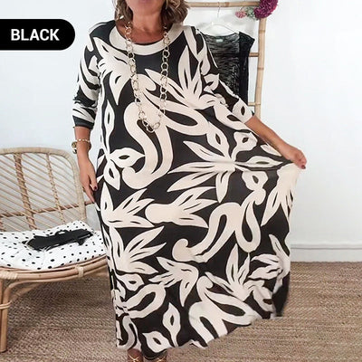 Nelia – Printed Round-Neck Dress