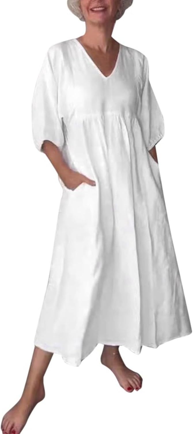 CoastalEase™ Linen Midi Dress