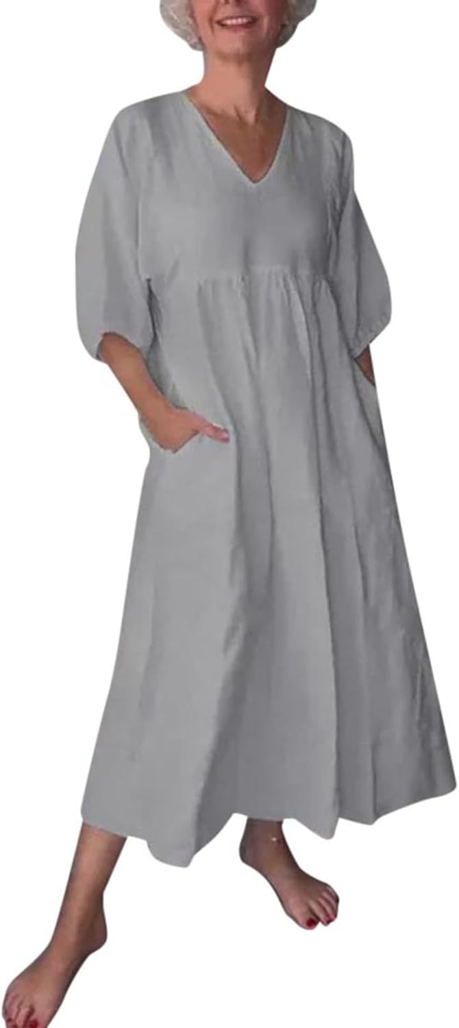CoastalEase™ Linen Midi Dress