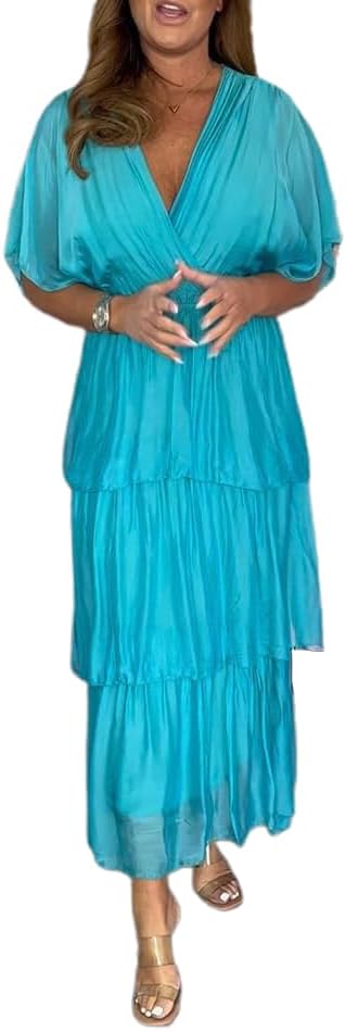 Elyndra™ | Elegant Tiered Chiffon Maxi Dress