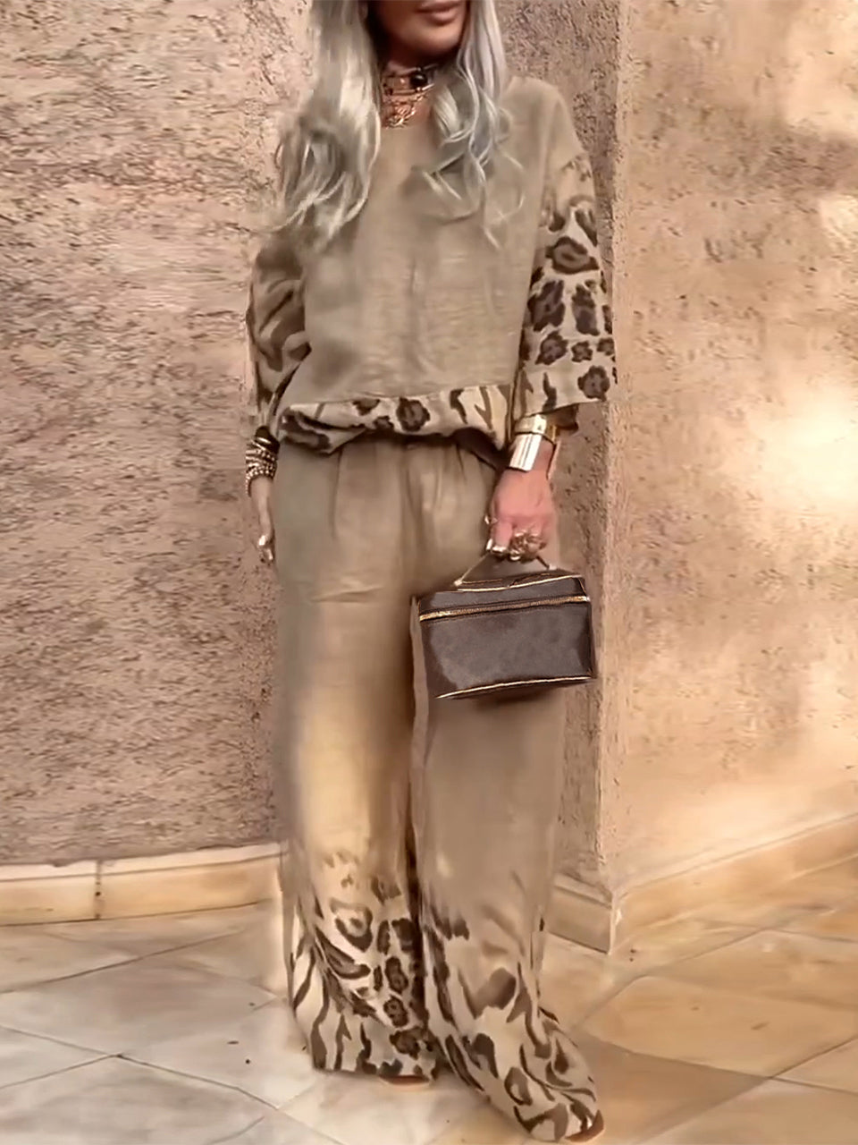 Selviera™ | Leopard Print Long-Sleeve Casual Set