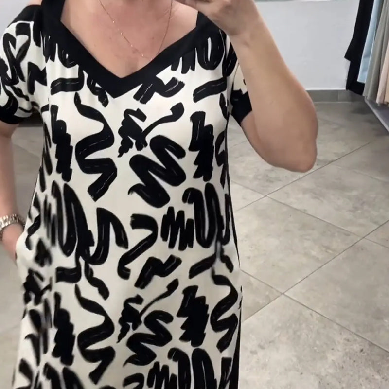 Zebraluxe™ V-Neck Shift Dress