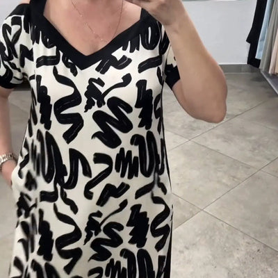 Zebraluxe™ V-Neck Shift Dress