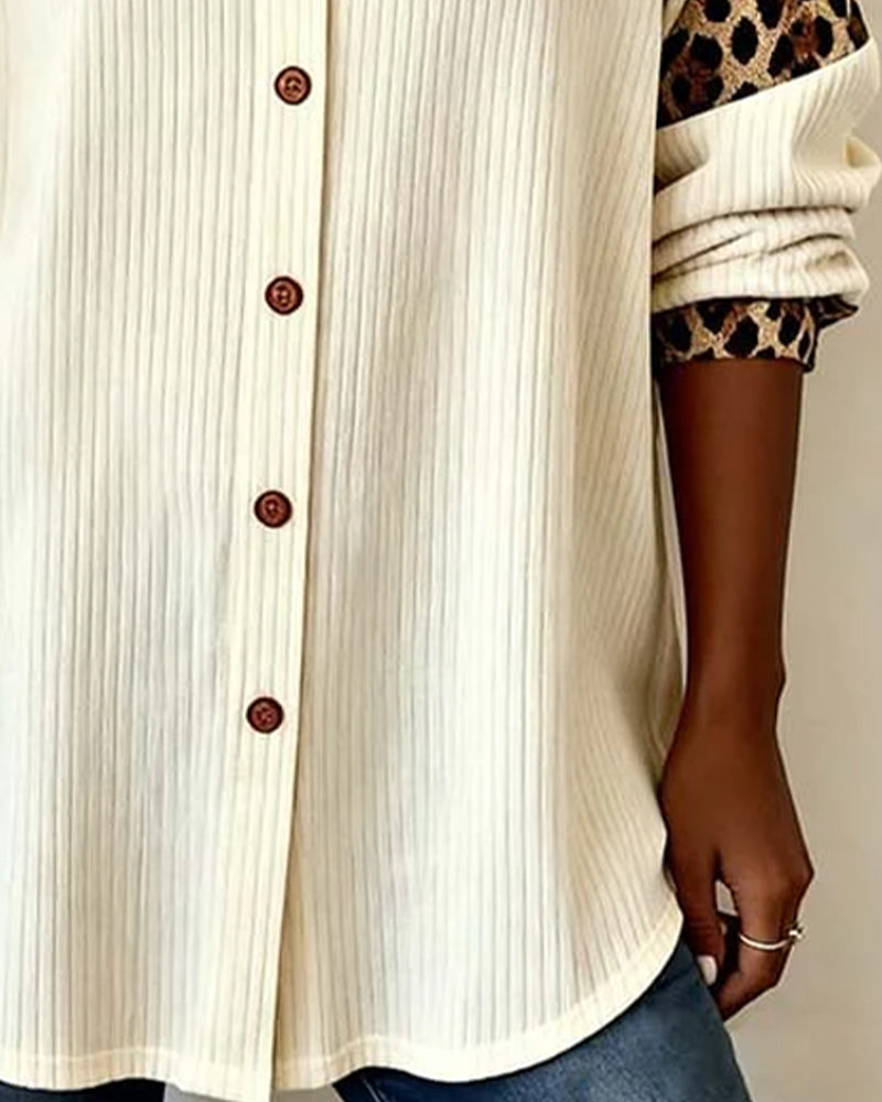 Zaria™ | Leopard Print Button-Up Shirt