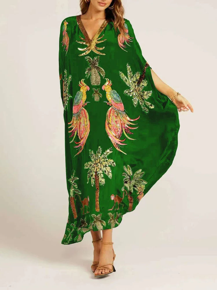 Soléva™ | V-Neck Printed Flowy Dress