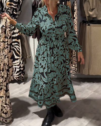 Elanora™ | Printed Collared Midi Dress
