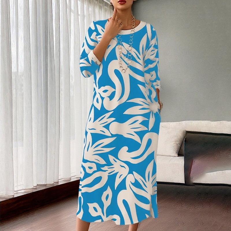 Nelia – Printed Round-Neck Dress