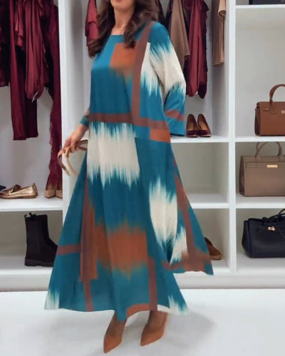 Alessia™ | Printed Long-Sleeve Midi Dress