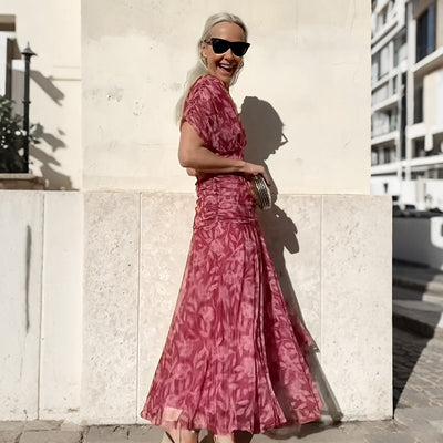 Solenne – Off-Shoulder Print Dress