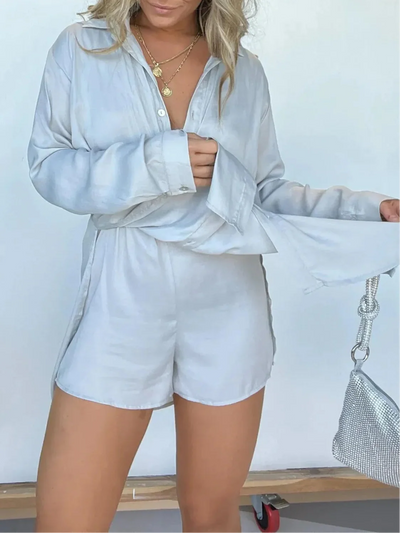 SilkAura™ Satin Romper Dress