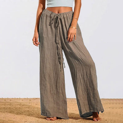 Solid Color Loose Cotton-Linen Casual Pants