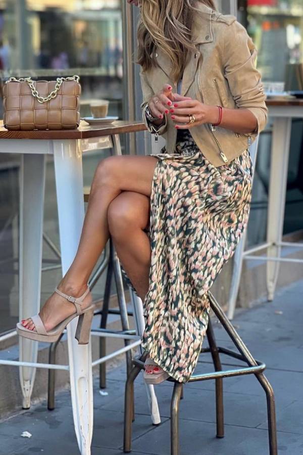 Valenciara™ | Khaki Suede Cropped Biker Jacket