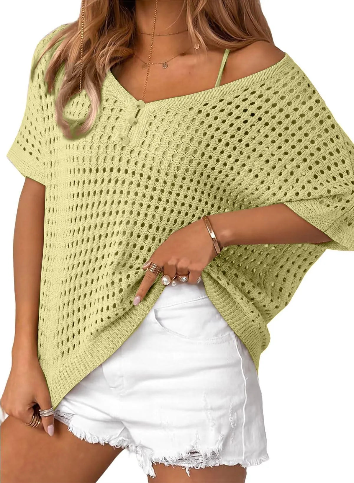 Soléa™ | Hollow-Out Crochet Knit Beach Cover-Up Top