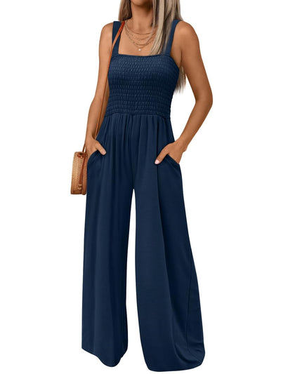 Averli™ | Sleeveless High-Waist Wide-Leg Jumpsuit with Pockets