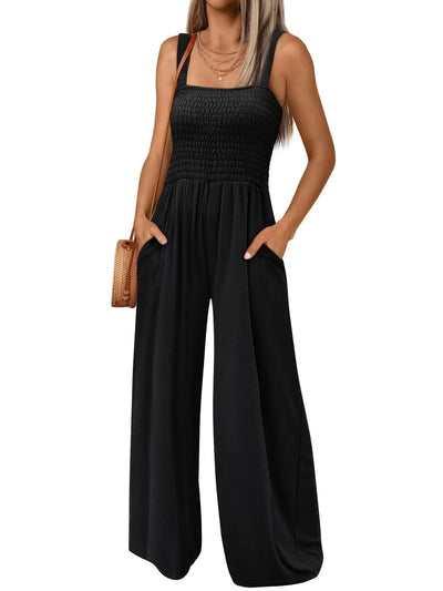 Averli™ | Sleeveless High-Waist Wide-Leg Jumpsuit with Pockets
