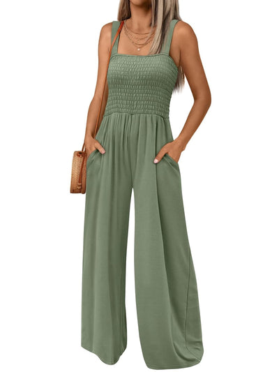 Averli™ | Sleeveless High-Waist Wide-Leg Jumpsuit with Pockets