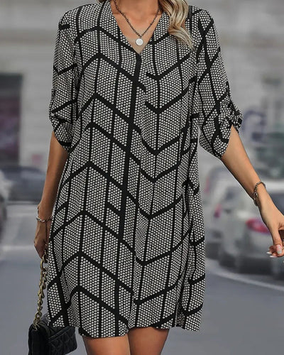 Vivara™ | Polka Dot V-Neck Midi Dress