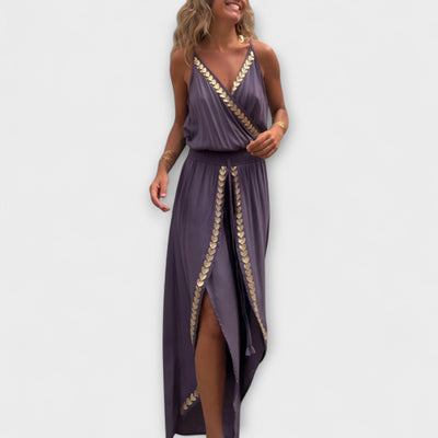 Mediterranean-Chic V‑Neck Jumpsuit