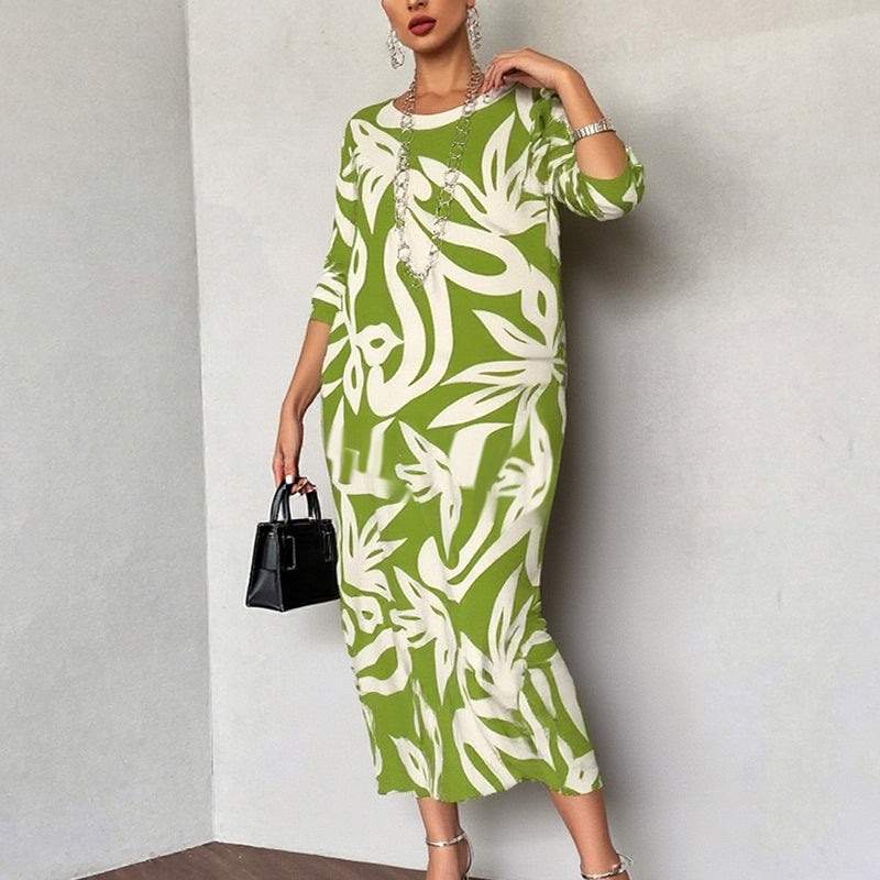 Nelia – Printed Round-Neck Dress
