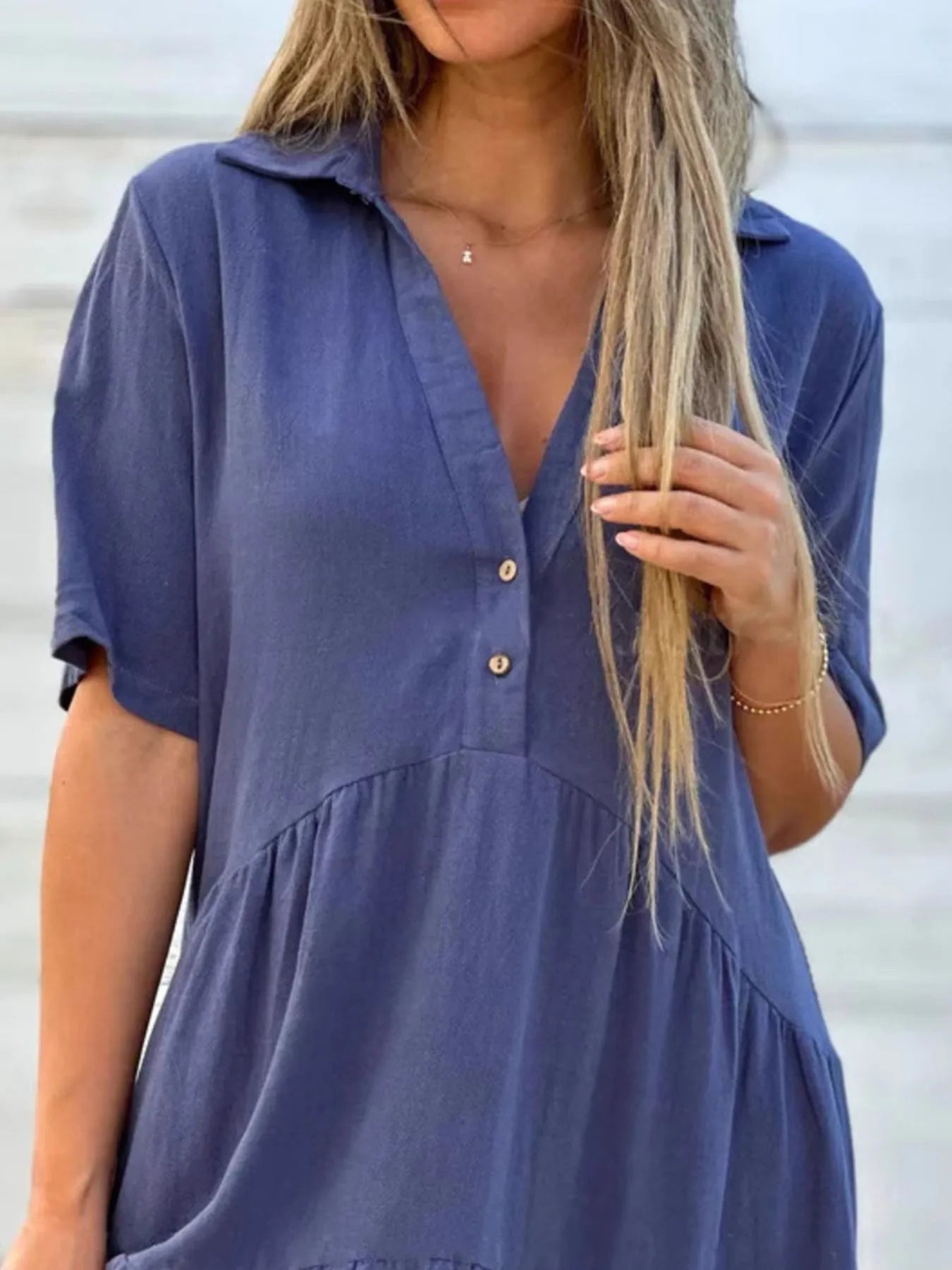 TierEase™ Button-Front Tiered Midi Dress