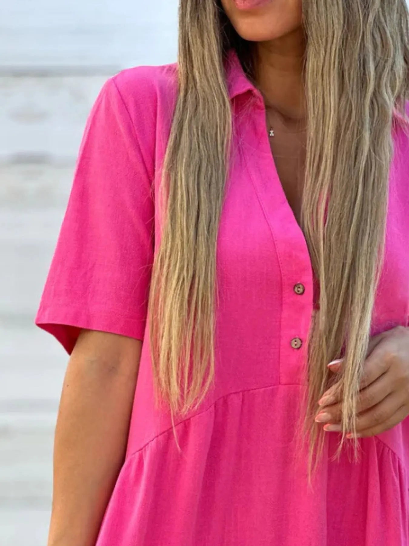 TierEase™ Button-Front Tiered Midi Dress