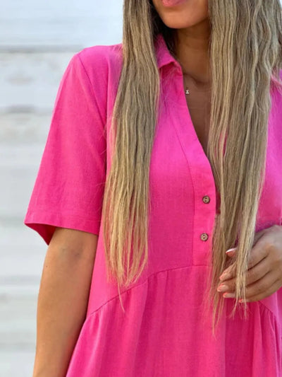 TierEase™ Button-Front Tiered Midi Dress