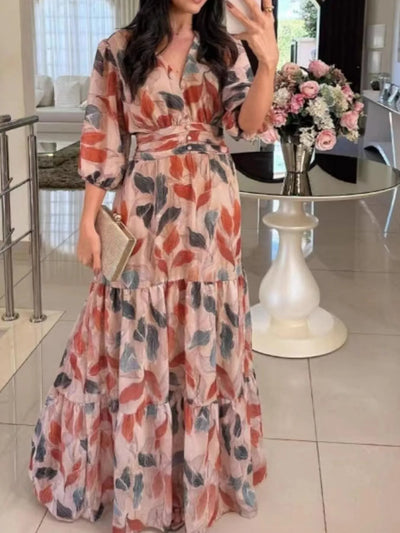 Aurora™ | Printed V-Neck Maxi Dress