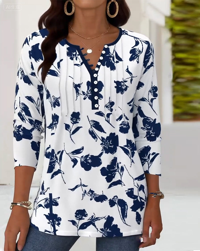 Marivelle™ | Printed Button-Up Fashion Blouse
