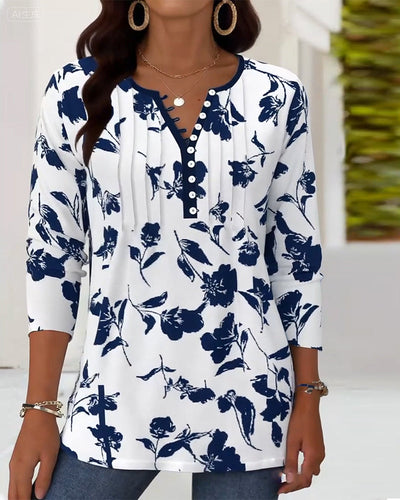 Marivelle™ | Printed Button-Up Fashion Blouse