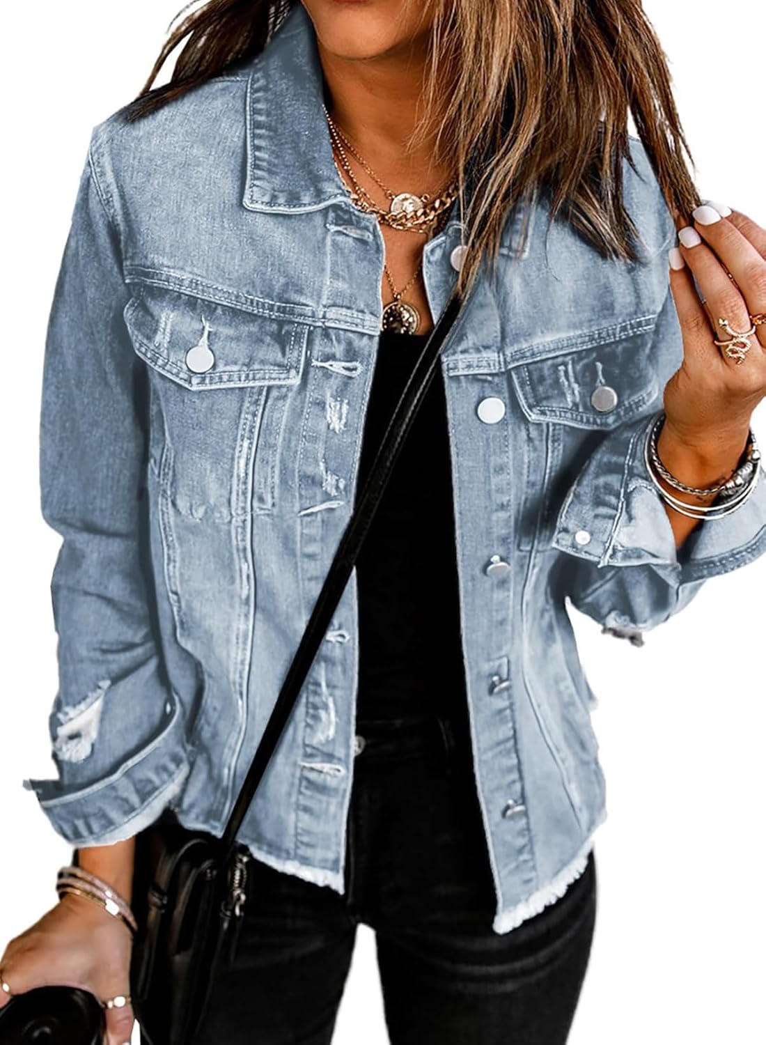 HarborMist™ Cropped Denim Jacket