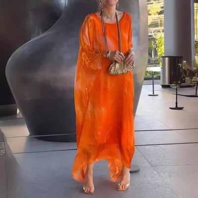 Marivelle™ | Marble Print Chiffon Maxi Dress