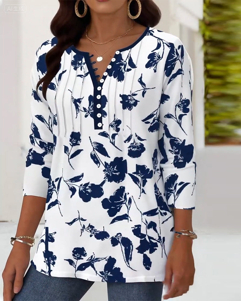 Marivelle™ | Printed Button-Up Fashion Blouse