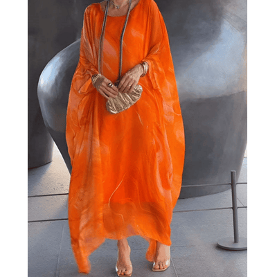 Marivelle™ | Marble Print Chiffon Maxi Dress